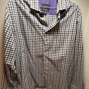 Egara Blue and Brown Plaid Button Down Shirt